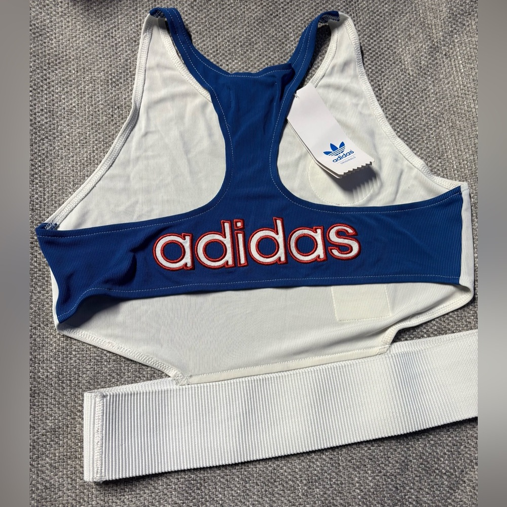 Adidas Blue and White Logo Sports Top